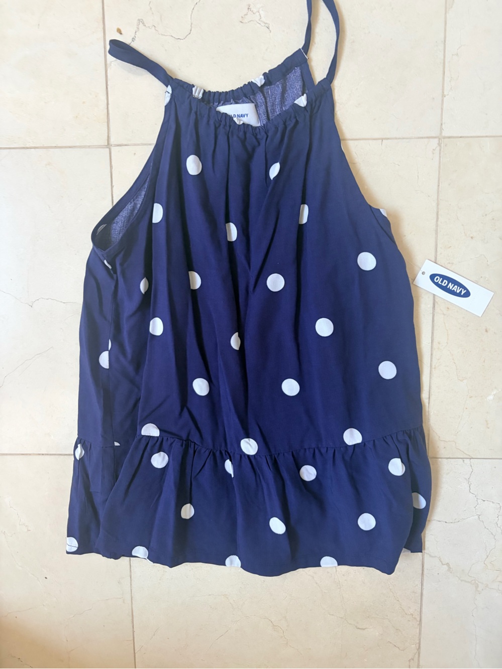 Girl’s Old Navy Blue Polka Dot Halter Tank Top Size 10-12 NWT